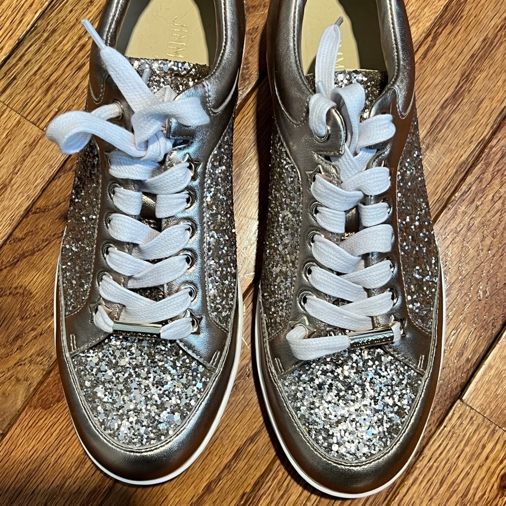 Jimmy Choo Rose Gold Miami Sneakers Size 38.5, NWOT